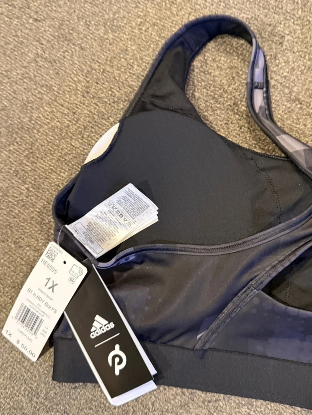 NWT Adidas x Peloton Sports Bra black and gray women’s size 1X